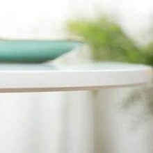 Dining Table For 2 People, Round Tabletop Ø 80 Cm, MDF And Steel, Non-Slip, White, 75 Cm High - White - View 8