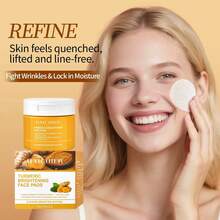 HAICUIER 100pcs Turmeric Cleansing Face Pads-Deep Cleanings & Brightening, Hydrating Face Pads To Even Light Beige With Oil Control, Balance Oil & Moisture Deep Cleansing Face & Body Use Sleek Bottle Design, Natural Ingredients, Makeup Remover Skincare - Gold - View 8