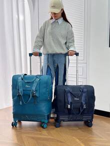 Large Capacity Wheeled Garment Bag, Removable Trolley Handle Weekend Bag, Travel Bag, Overnight Bag, Luggage Cover, Wheeled Bag, Short Business Travel Bag, Oxford Cloth Maternity Travel Bag, Suitable For Travel, Vacation, Back To School, Tourism, Dormitory, College Students, High School Students Luggage Bag Duffle Bag Travel Organizer Cruise Essential Vacation Essentials For Men Women Travel Essential Holiday Essential Travel Must Haves - Black - View 4