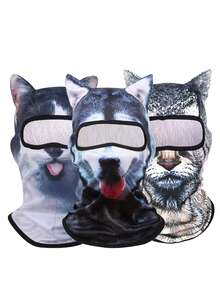 1 Stück/2 Stücke Unisex 3D Tierdruck Gesichtsmaske, Outdoor Lustige Wassersport Hut, Sonnenschutz Tierkopf Abdeckung (Katze, Hund), geeignet für den täglichen Gebrauch, Reisen, Wandern, Skifahren