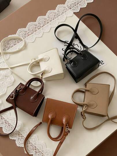 1pc Fashionable Unique Design Minimalist Mini Handbag, Small Square Bag, Korean Style Multi-Purpose Small Crossbody Shoulder Bag, Casual Comfortable Adjustable Strap, Smooth Extended Multifunctional, Suitable For Daily Use And Youth Shopping/Commuting