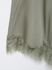 DEEKA 夏季新款女士时尚性感不对称蕾丝连衣裙，欧美风格 - 豆綠 - 查看 3