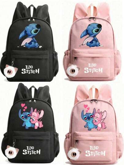 Cute Cartoon Stitch Rabbit Ear Backpack, Elementary School Backpack, Fashion Casual Small Backpack, Boys/Girls Travel Storage Bag, Cosmetic Bag, Travel Organizer Bag, Large Capacity Cosmetic Storage Bag