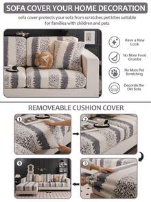 1 tấm bọc ghế sofa mùa đông co giãn bằng vải nhung, đệm sofa mùa thu/đông mới, đệm chống trượt bọc toàn bộ, có mũ vải, phù hợp cho ghế sofa 1/2/3/4 chỗ ngồi - Xám - Xem 6