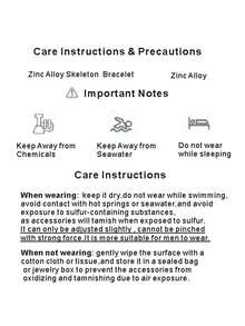 1 件复古可调节骷髅与玫瑰花雕刻手镯，摇滚/休闲风格，适合男士