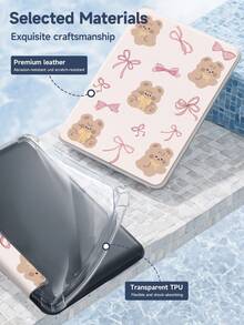 1pc A Brown Bear And A Pink Bow Tablet Case & Kindle E-Book Case Compatible With IPad 10th Generation, IPad 11/Air 4th/Air 7th/9.7 Inches, Compatible With Samsung Galaxy Tab A9 Plus, Kindle (11th Generation-2024 Release)(6 Inch), Kindle Paperwhite 12th Gen 2024, Great Holiday Gift, Stylish And Simple Pattern. - Multicolor - View 8