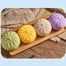 Giant Glitter Dumpling Squishy Toy Jumbo Rainbow Stress Ball For Adults Colorful Soft Squeeze Decompression Dough Cute Anxiety Relief Fidget Toys Bun With Food Steamer Stretchy Toys Yellow - 黃色 - 查看 5