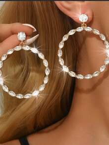 Women's Silver-Tone Red Teardrop Rhinestone Long Drop Earrings - Evening Party Statement Jewelry - MS384 - View 11