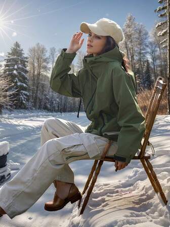 Chaqueta cortavientos con capucha para mujer, con múltiples bolsillos con cremallera, abrigo cálido y resistente al viento adecuado para senderismo y trekking en otoño/invierno