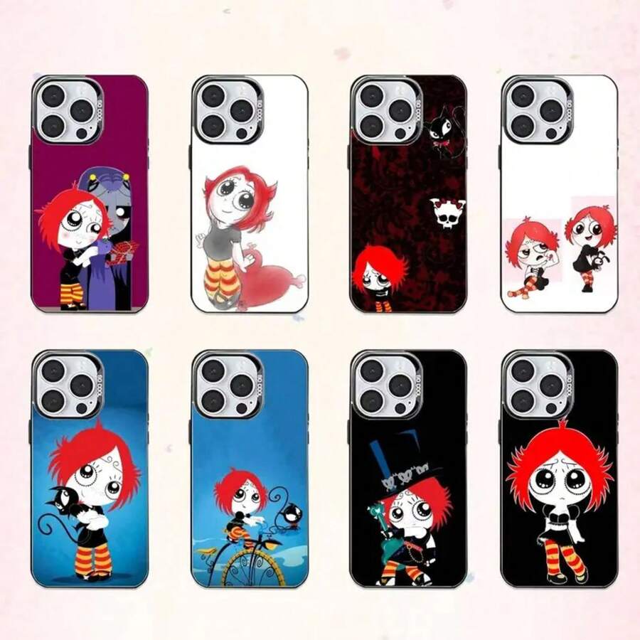 Funda de teléfono de animación de dibujos animados R-ruby G-gloom para 17, 16, 15, 14, 13, 12, 11 Plus, Pro Max, cubierta interior plateada de color - Z5 - Ver 1