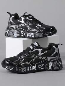 Giày nam Giày thể thao nam thời trang Giày buộc dây Giày thể thao nam Giày thường ngày màu đen cá tính - màu đen - Xem 3