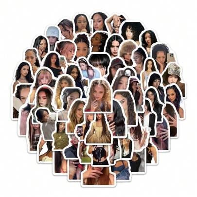 100pcs/Set KAT-SEYE Girl Group Theme Stickers, Idol Photo Design - Showcase Signature Poses, Outfits Etc., Self-Adhesive, Asymmetrical Patterns, Durable Paper Printing, Suitable For DIY Notebooks, Guitars And Other Decorations, Ideal For Fans Daily Use And Sharing