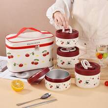 Cherry保温午餐盒，便携式便当盒，304不锈钢，微波炉适用 - 紅色 - 查看 5