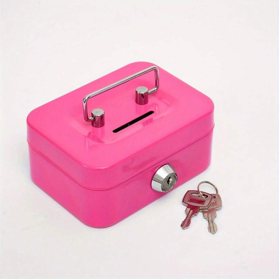 2025 Newest Upgraded Lockable Money Box Small - Piggy Bank - Coin Slot Mini Portable Coin Box. Easily Store Coins Without Opening The Box. The Lockable Cash Box Features A Personal Lock With Two Keys To Keep Your Valuables Secure. It's Ideal For Learning Money Management. Metal Money Box - Perfect For Storing Cash A Delightful Gift Set For Everyone Suitable For School, Home, Office, Employees, Sports, Storage, Farmers' Markets, Yard Available In Multiple Colors - 粉色 - 查看 1