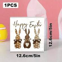 1 biển hiệu hình thỏ mộc mạc "Chúc mừng Lễ Phục Sinh" bằng nhựa PVC, trang trí nhà mùa xuân kiểu nông trại, vật trang trí để bàn hình thỏ dễ thương, thích hợp cho nhà bếp, văn phòng và phòng khách. - Nhiều màu - Xem 10