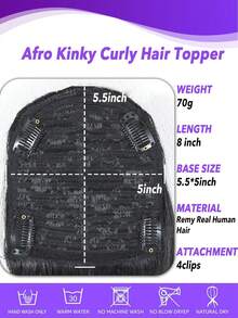 5*5.5 Inch Human Hair Large Cover Topper Wig Clip Straight Short Hair Toppers, Natural-Looking Hair Extensions For Volume & Instantl Daily Use Suits All Beige Tones & Scalp Types (No Glue/Lace) For Men And Women With Thinning Hair Fashionable Wigs 8 Inch Natural Black - Natural Black - View 7