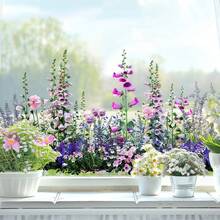 1pc Static Cling Window Decals Of Green Plants And Flowers - Mobile PVC Stickers, Reusable Modern Home Decor, Suitable For Living Room Bedroom Glass Surfaces, Living Room Decor - Multicolor - View 8