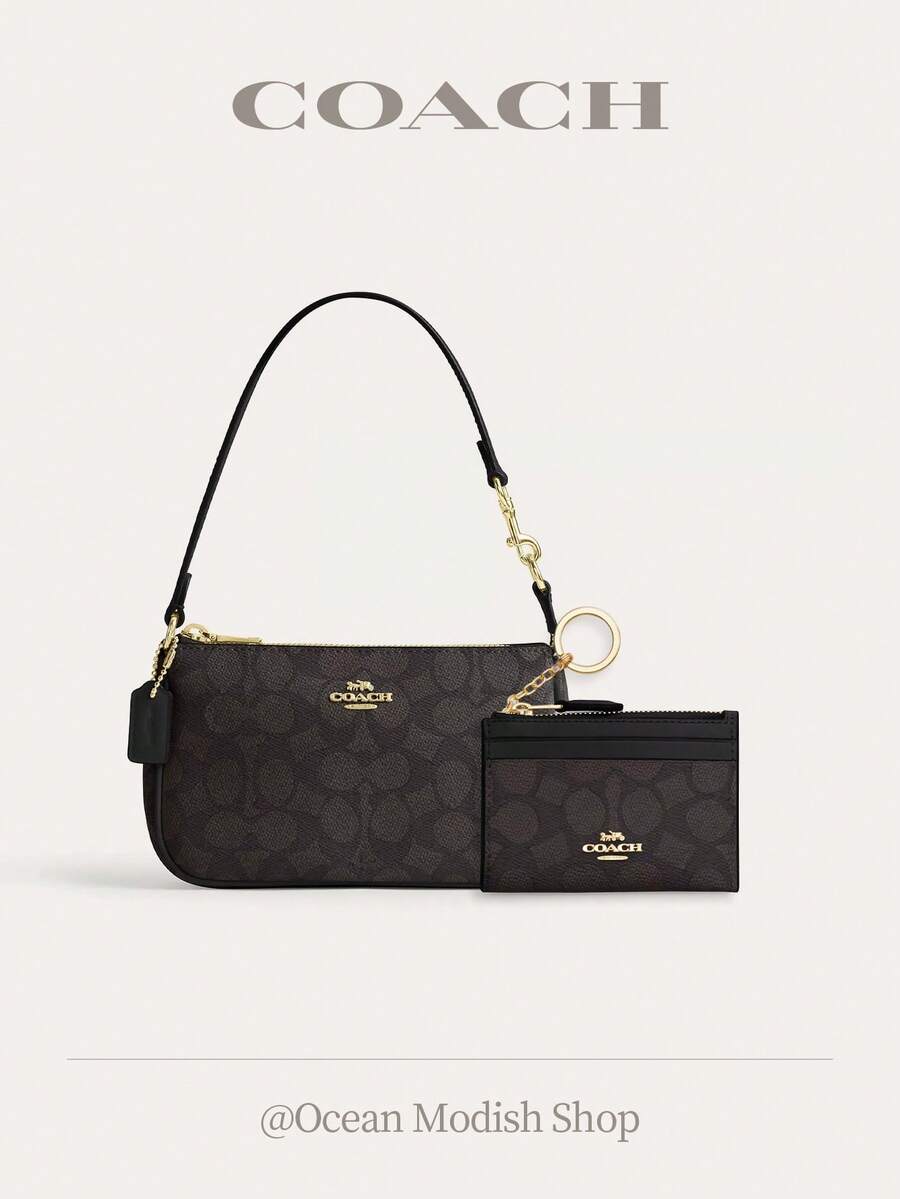 Nolita 19 Shoulder Bag Women Underarm Bag Ladies Cute Purses And Bags Women Coach Bags Shoulder Bag In Blocked Signature Canvas,2026 Gift For Her - Black Set 5 - 查看 1