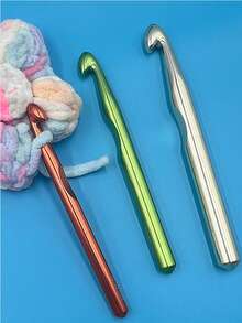 Large Crochet Hook, Jumbo Aluminum Hook, 10mm, 12mm, 15mm Crochet Hooks, Chunky Yarn Hook, Blanket Crochet Hook Tools, Lightweight Metal Hook, Beginner Friendly, Ergonomic Grip, Fast Crocheting - Multicolor - View 5