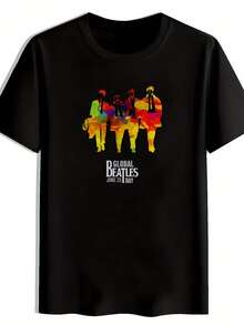 Camiseta gráfica vintage de banda de rock para hombres - Camiseta de verano negra de manga corta y cuello redondo con íconos deúsica retro. Poliéster transpirable. Lavable aáquina para conciertos. Festivales; Ropa Casual. Camisetas de banda de rock. Ropa de festival. Poliéster duradero. Conjunto de concierto. Estilo punk. Material ligero. Camisa estampada. Asistentes al Concierto - Negro - Ver 1