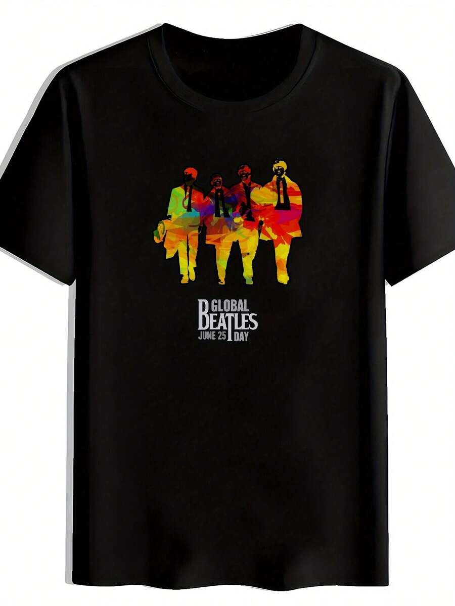 Camiseta gráfica vintage de banda de rock para hombres - Camiseta de verano negra de manga corta y cuello redondo con íconos deúsica retro. Poliéster transpirable. Lavable aáquina para conciertos. Festivales; Ropa Casual. Camisetas de banda de rock. Ropa de festival. Poliéster duradero. Conjunto de concierto. Estilo punk. Material ligero. Camisa estampada. Asistentes al Concierto - Negro - Ver 1