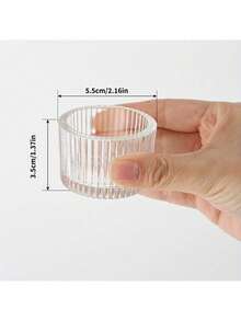 1pc Transparent Glass Candle Holder, Elegant Holiday Tabletop Candle Holder Decor, Transparent Vertical Striped Glass Candle Holder, Candle Base, Candle Stand, Suitable For Daily And Holiday Decoration - Multicolor - View 4