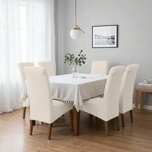 High Elasticity Detachable 6-Piece Chair Cover, Universal Type Suitable For Restaurant Kitchen Hotel Dining Chair Protection Cover - Paquete de 6 beige - Ver 2