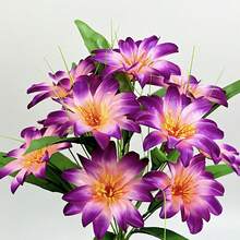 1束12枝莲花仿真花，布艺仿真花卉装饰，适用于阳台、露台、客厅、卧室、婚礼、订婚、家居装饰、各种房间类型、情人节等场合，无需容器，无需电池 - 彩色 - 查看 4