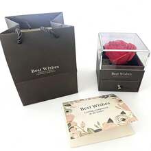 1pc Romantic "I Love You" In 100 Languages Projection Stone Necklace, Rose Flower Gift Box, Eternal Flower Single Flower Gift Box Necklace Jewelry Pendant Drawer Gift Box - Silver Necklace - View 4