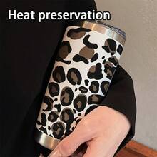 Stylish And Unique - 1 Pc 20oz Stainless Steel Insulated Car Mug, Coffee Mug, Or Everyday Drinking Cup. Features A Leopard Print Design, Exquisite And Practical, Suitable For Both Hot And Cold Drinks. Ideal For Office, Home, And Outdoor Use. Perfect For Personal Use, Or As A Gift, Birthday Present, Holiday Gift, Or Valentine's Day Present. - Multicolor - View 2