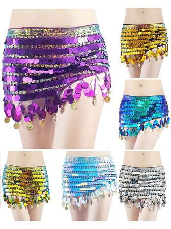 Kvinnor Paljetter Magdans Höfthalsduk Kjolar Glittriga Snörning Magdansbyxor Tillbehör Scenframträdande Kostym