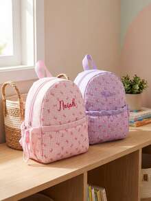 1pc Customized Bow Print Cute Backpack, Casual Multifunctional Travel Backpack Can Be Embroidered With Name/Letter, Suitable As Gift For Children, Teenagers, Back To School, Children's Day - Multicolor - View 4