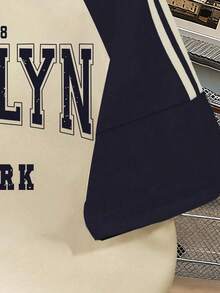 Tween Girl Letter Graphic Print Raglan Short Sleeve Casual T-Shirt - Apricot - View 5