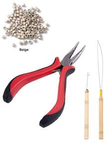 100件套接发套装，3件套珠子工具钳，微纳米环珠子接发或羽毛接发的开启和拆卸工具 - 彩色 - 查看 19