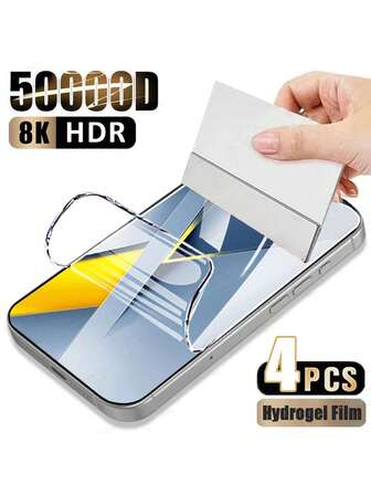 4 pezzi di pellicola protettiva per schermo in idrogel ad alta definizione, compatibile con Samsung Galaxy S23 S24 S25 Ultra Plus Edge S21 S20 FE S22+ S10 S10+ S23+ Note 20 Ultra 10 Plus, protettore dello schermo morbido, riconoscimento delle impronte digitali, resistente ai graffi, anti-impronta, copertura completa