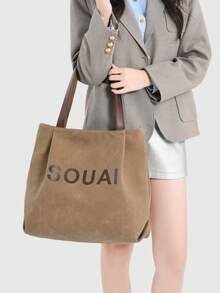 MIYIN Bolsa Tote Retrô com Estampa de Letras na Cor Cáqui, Bolsa Portátil com Zíper, Presente Ideal para Amigas, Bolsa Tote Portátil e Versátil para Professoras, Bolsa de Linho para Agradecimento às Professoras, Presente para Mulheres, Presente para o Dia das Professoras, Bolsa de Ombro Grande em Estilo Retrô, Presente Perfeito para Mulheres, Mães, Professoras, Amigas, Presente de Agradecimento às Professoras, Bolsa Ideal para Compras e Presentes de Fim de Ano para Profissionais, Perfeita para Escritório, Universidade, Trabalho, Negócios, Deslocamento Diário, Atividades ao Ar Livre, Viagens e Passeios.