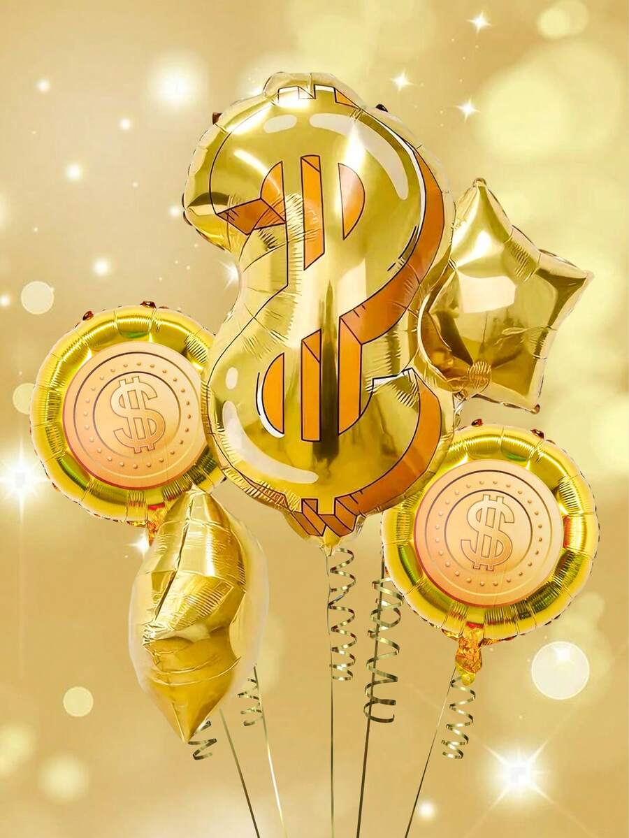 1/3/6入大尺寸可重複使用美鈔假鈔氣球，生日裝飾、美鈔主題派對、拉斯維加斯派對、FUN金錢主題派對、銀行室內背景裝飾氣球