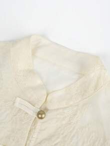 ii Women's Vintage Lace Embroidered Cuff Elegant Blouse Spring - Apricot - View 5