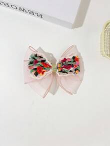 1 قطعة مشبك شعر مطرز بالألوان مزين بفيونكة، إكسسوار شعر بالطراز الكوري - متعدد الألوان - مشاهدة 7