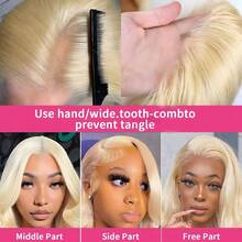 Ready To Ship 180% High Density Double Drawn Blonde Bob Wigs Human Hair HD Transparent 13x4 Lace Front Human Hair Wigs Platinum Blonde Short Bob Pixie Cut Wig Human Hair 12inch Put On And Go Glueless Baby Hair Natural Hairline Pre-Plucked - S613 - View 8