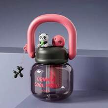 1pc Panda Plastic Water Cup, Large Belly Handled Pot, High Capacity & Stylish Tumbler With Straw - Multicolor - View 11