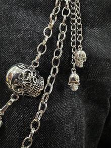 1pc Vintage Punk Style Multi-Layer Clothing Chain, Skull Decor, Personalized Pants Chain, Unisex Daily/Holiday Wear, Suitable For Halloween, Christmas, Valentine's Day, Accessory Gift - Silver - View 5