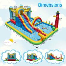 Lifezeal Inflatable Water Park With Ocean Balls Climbing Wall Ball Pit Toss Ring Toss Game - Multicolor - View 2