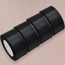 优雅黑色缎带 - 可重复使用的蝴蝶结缎带，单面闪亮手工缎带，适用于婚礼装饰、礼品包装、编发、DIY手工 - 厚实质感缎带 - 黑色 - 查看 2