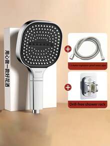 High-Pressure Square Handheld Shower Set (Shower Head/Hoses/Bracket), Minimalist Bathroom Shower Head, Featuring Strong Pressure Boost And High Water Flow, Suitable For Home Bathroom Showers And Hot Water Supply. - Multicolor - View 9