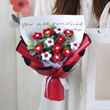 Valentine's Day Gift Graduation Season Gift Creative Mini Knitted Flower Puff Flower Yarn Bouquet Floral Decoration Artificial Flower Bouquet, Creative Mini Bouquet, Graduation, Birthday, Wedding, Decoration Gift Teacher Girlfriend Best Friend - Multicolor - View 1