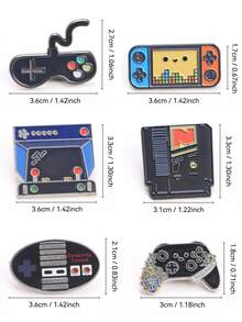 1/6pcs Retro Gamepad Shaped Brooch, Video Game Element Metal Badge Accessory, Gift For Friends - Multicolor - View 14