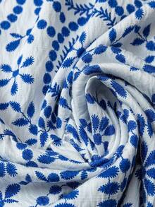 Ladies' Boho Blouse Women Blue White Print Puff Sleeve V Neck Flowy Summer Casual Top - Nhiều màu - Xem 6