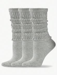 1/3/6双装女士纯色休闲宽松中筒袜，适合日常穿着，春秋季女士宽松针织袜，宽松袜，女士褶皱袜，女士短袜，女士中筒袜，圣诞礼物 - 白色 - 查看 8