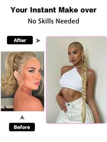 30inch Synthetic Braided Ponytail Hair Extensions, High Temperature Fiber Boxer Braid - Multicolor - View 6